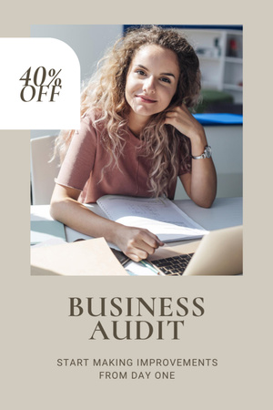 Business Audit Services Ad Confident Businesswoman Flyer 4x6in Design Template