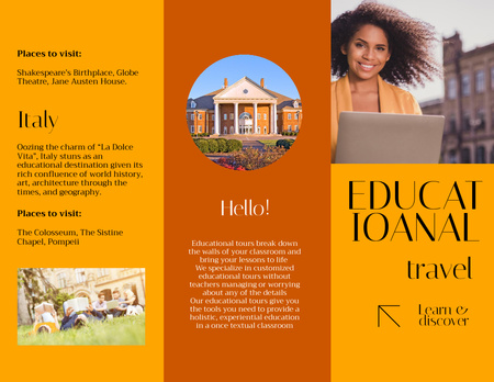 Educational Tours Ad Brochure 8.5x11in Z-fold Design Template