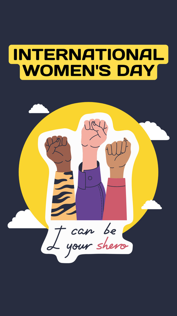 International Women's Day with Raised Female Hands Instagram Storyデザインテンプレート