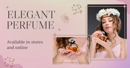 Beautiful Woman holding Elegant Perfume Facebook AD Design Template