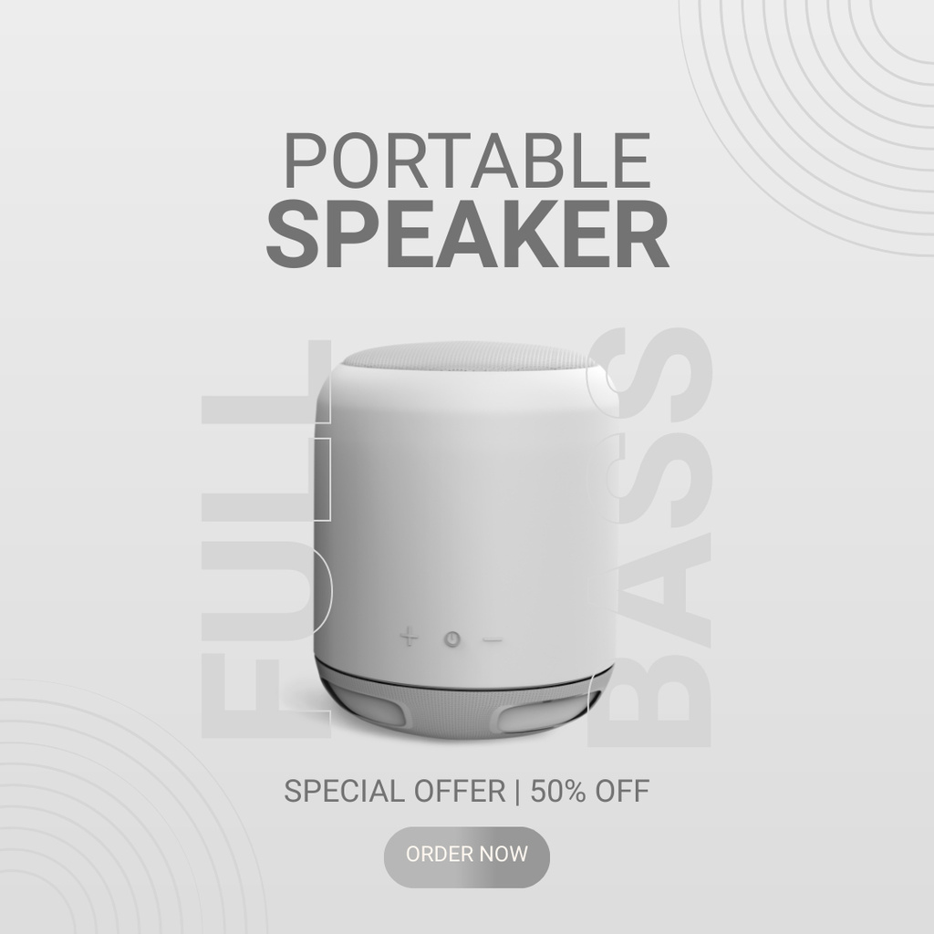 Discount Offer on Portable Speaker Instagram ADデザインテンプレート