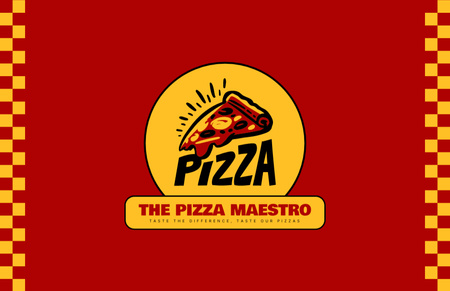 Promoção de pizzaria em vermelho e amarelo Business Card 85x55mm Modelo de Design