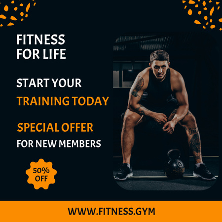 Gym Offer with Strong Man Instagram Design Template