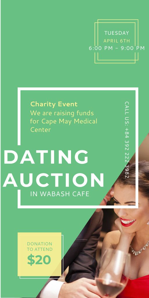 Template di design Smiling Woman at Dating Auction Graphic