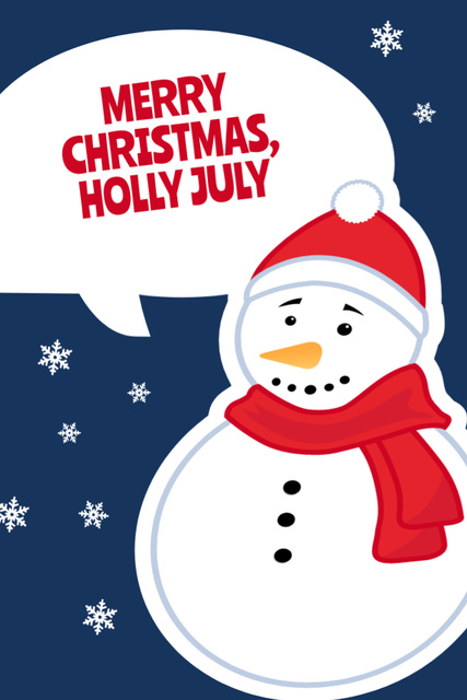 Festive Snowman For Christmas In July Congratulations Postcard 4x6in Vertical Design Template