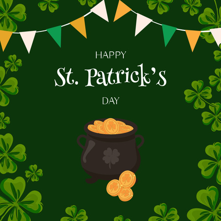 Modèle de visuel Saint Patrick's Day Greeting With Coins And Shamrock - Animated Post
