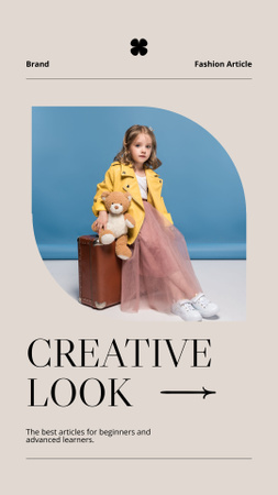 Designvorlage Nettes kleines Mädchen im stilvollen Outfit für Instagram Story
