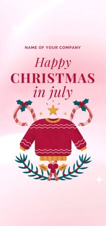 Announcement of Celebration of Christmas in July With Sweater In Red Flyer DIN Large Tasarım Şablonu