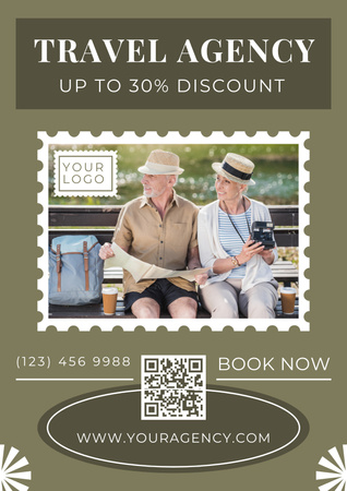 Oferta de venda de agência de viagens com casal de idosos Poster Modelo de Design