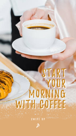 Breakfast with Croissant and Tea Instagram Story Modelo de Design