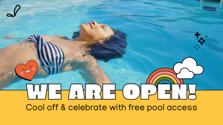 Plantilla de diseño de Gran evento de inauguración con acceso gratuito a la piscina Full HD video 