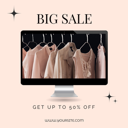 Hanger with Clothes for Fashion Sale Ad Instagram Design Template