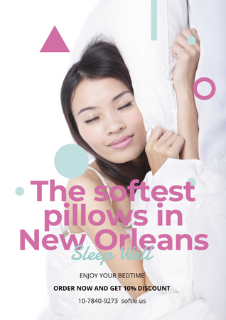 Woman sleeping on Soft Pillows Poster Design Template