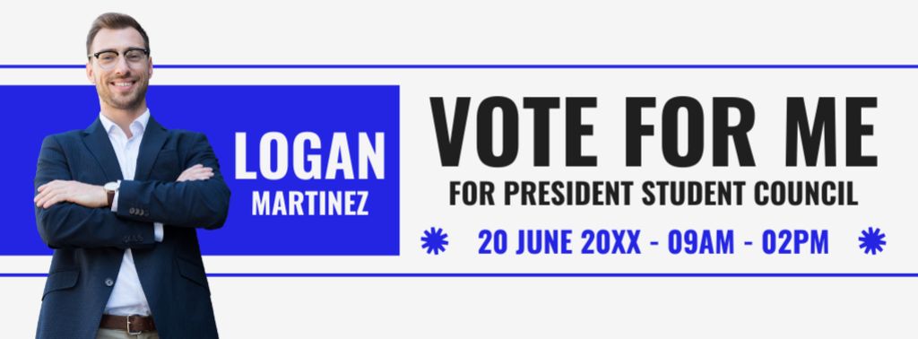 Ontwerpsjabloon van Facebook cover van Student Council Elections with Young Man