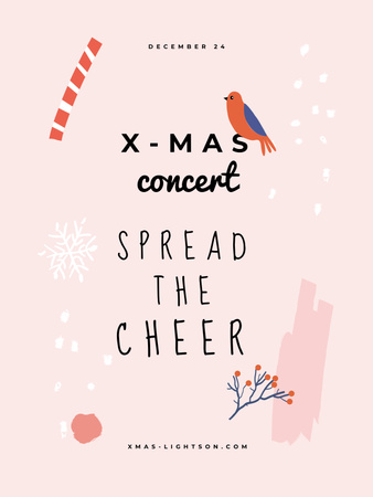 Christmas Concert Announcement with Bird Poster US Design Template