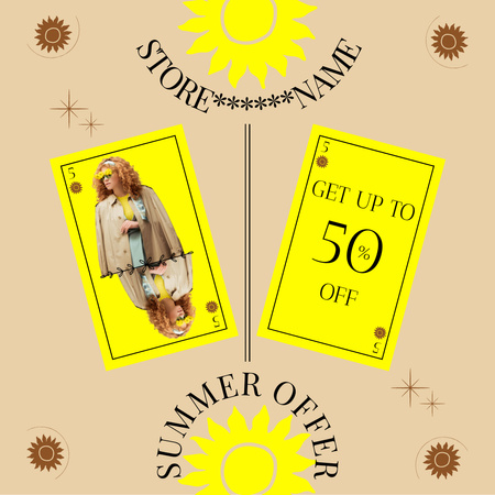 Summer Fashion Offer Beige and Yellow Instagram Πρότυπο σχεδίασης