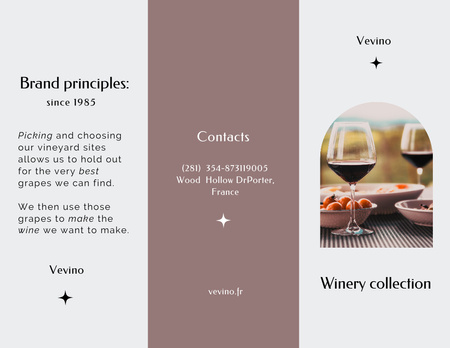Ontwerpsjabloon van Brochure 8.5x11in van Aankondiging wijnproeverij met wijnglazen en snacks