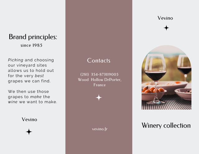 Template di design Wine Tasting Announcement with Wineglasses and Snacks Brochure 8.5x11in