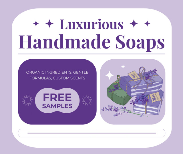 Sale of Luxury Handmade Lavender Soap Facebook tervezősablon