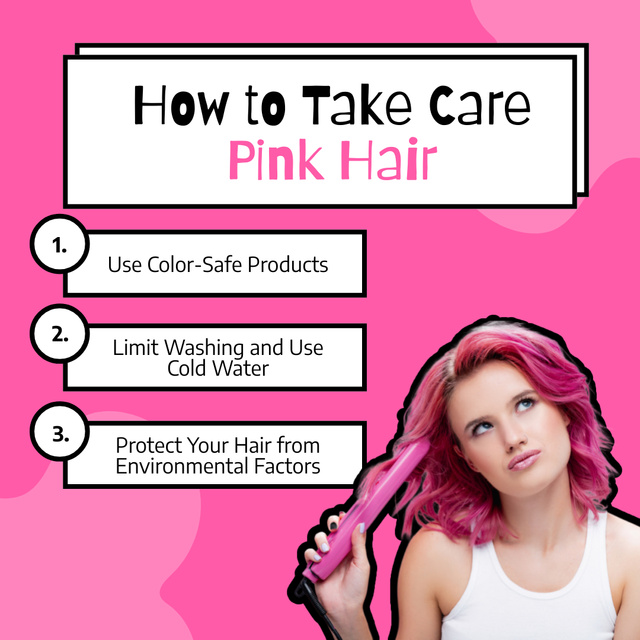 Ontwerpsjabloon van Instagram van Taking Care of Pink Hair