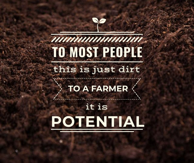 Ontwerpsjabloon van Facebook van Farming quote on farm field Soil