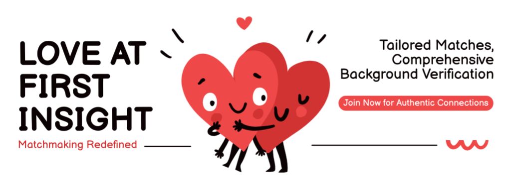 Cute Cartoon Hearts Hugging Facebook coverデザインテンプレート