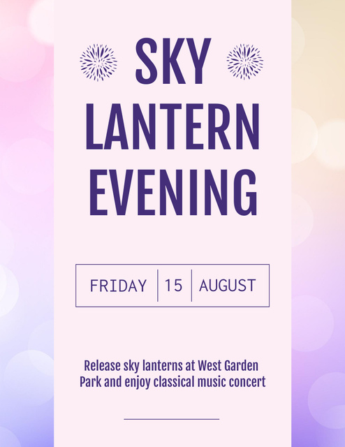 Sky Lantern Evening Announcement Flyer 8.5x11in Modelo de Design