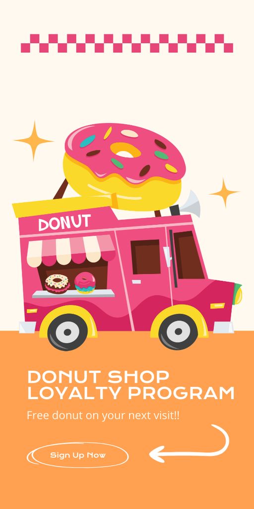 Street Donut Trading with Loyalty Program Graphic Design Template