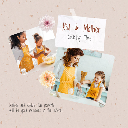 Mother's Day Greeting with Happy Mom with Child Instagram tervezősablon