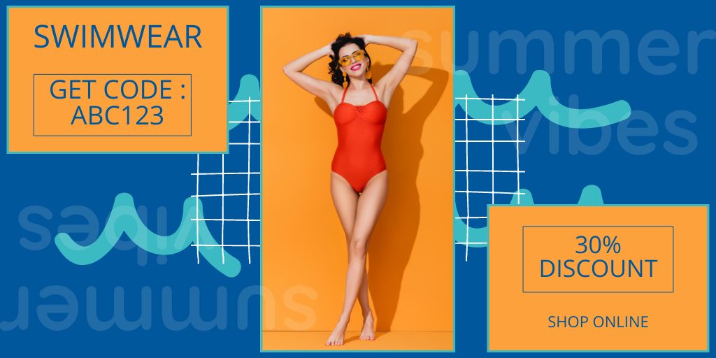 Designvorlage Discount on New Collection of Swimwear for Women für Twitter