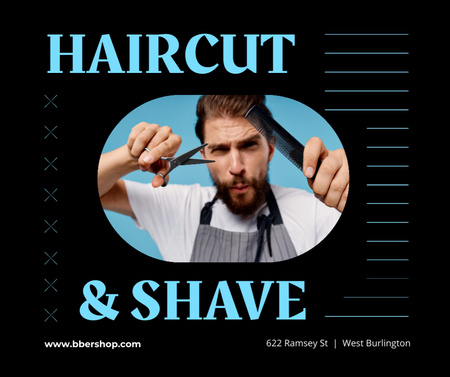 Male Haircut and Shave Offer Facebook Design Template