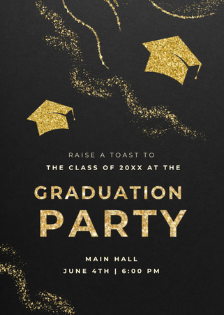 Graduation Party Announcement with Students' Hats Invitation Design Template