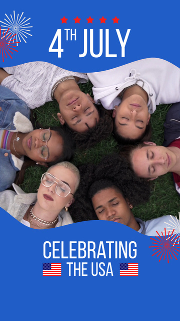 Young People Celebrate USA Independence Day TikTok Video – шаблон для дизайна