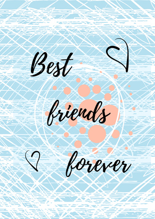 Best Friends Forever In Blue Postcard A6 Vertical Design Template