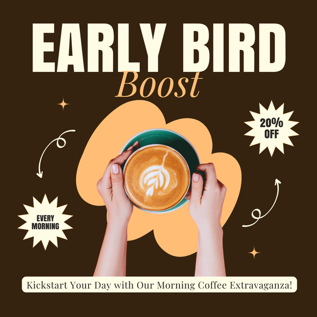 Rich Coffee For Early Bird With Discount Instagram AD Design Template