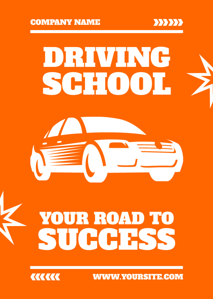 Bright Driving School Classes Promotion In Orange Flayer Tasarım Şablonu