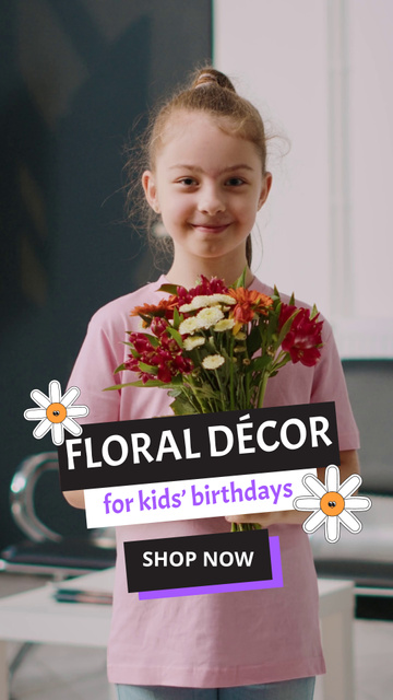 Floral Decor For Child Birthday Offer TikTok Video Design Template