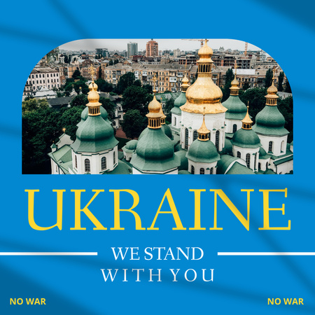 Ontwerpsjabloon van Instagram van Kathedraal voor Motivatie om achter Oekraïne te staan
