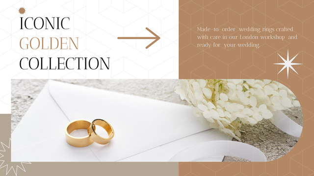 Designvorlage Gold Wedding Rings für Title 1680x945px