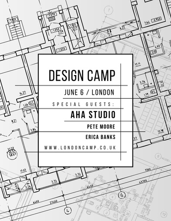 Design camp announcement on blueprint Poster 8.5x11in Design Template