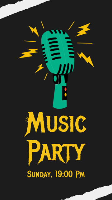 Music Party Ad with Microphone Instagram Story Design Template