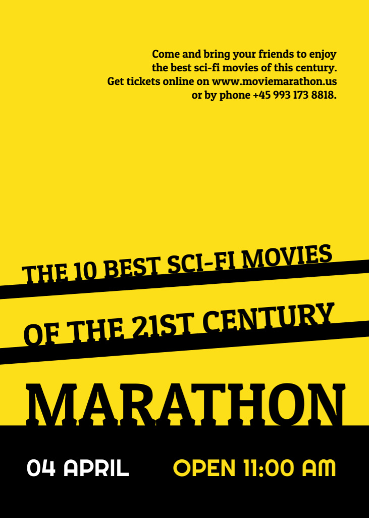 Designvorlage Cinema Marathon Offer on Yellow für Flayer