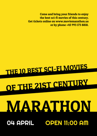 Cinema Marathon -tarjous keltaisella Flayer Design Template