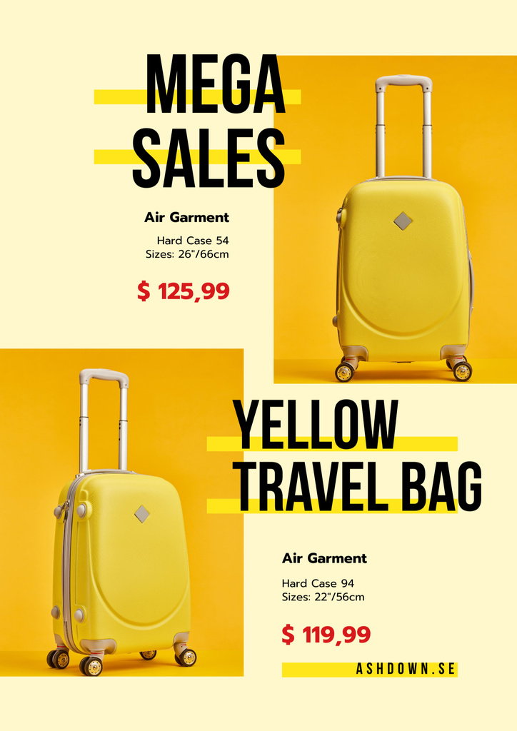 Szablon projektu Mega Sale of Yellow Travel Bags Poster B2