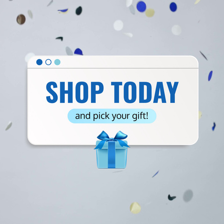 Colorful Confetti And Present Offer In Shop Animated Post Design Template