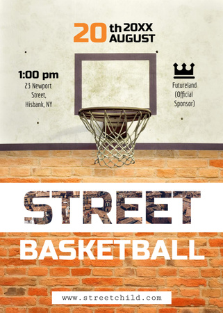 Basketball net on street court Flayer Šablona návrhu