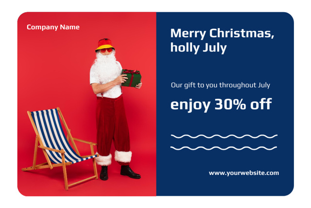 Modèle de visuel Discount on All Gifts for Christmas in July with Santa - Postcard 4x6in