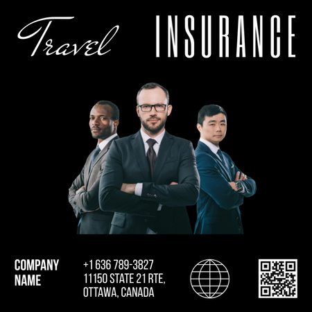 Travel Insurance Offer Square 65x65mm Design Template