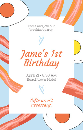 Designvorlage Seien Sie beim ersten Geburtstag Ihres Kindes dabei für Invitation 4.6x7.2in