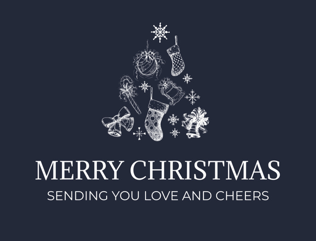 Plantilla de diseño de Christmas Greetings with Holiday Symbols in Blue Postcard 4.2x5.5in 